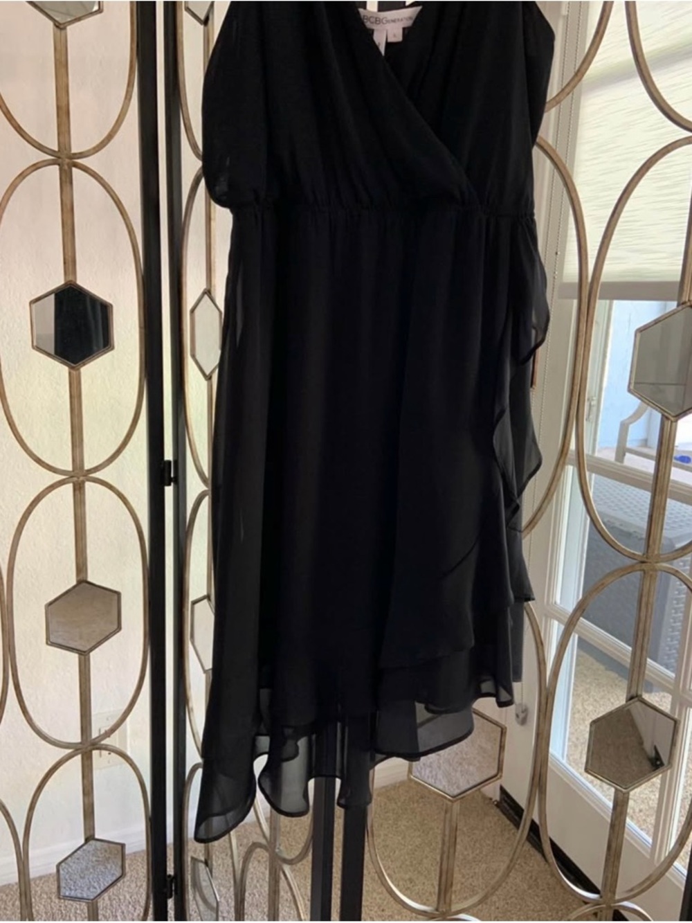 BCBGeneration Black One-Shoulder Ruffle Evening Dress - Picture 3 of 5